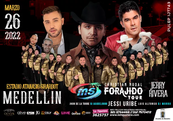 Concierto de Jerry Rivera, Forajido Tour, en Medellín, Colombia, Sábado, 26 de marzo de 2022