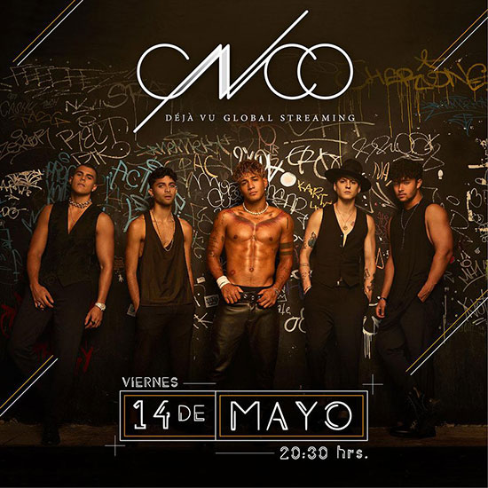 Concierto de CNCO, Déjà Vu Global Streaming, en Concierto Virtual, LiveStream, Viernes, 14 de mayo de 2021