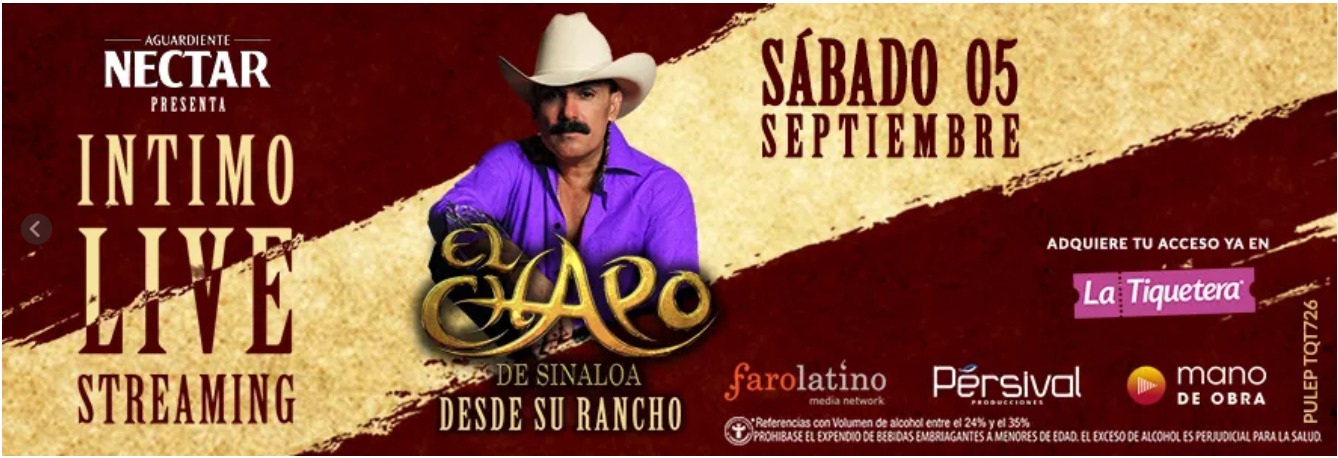 Concierto de El Chapo de Sinaloa en Colombia, Colombia, Sábado, 05 de septiembre de 2020