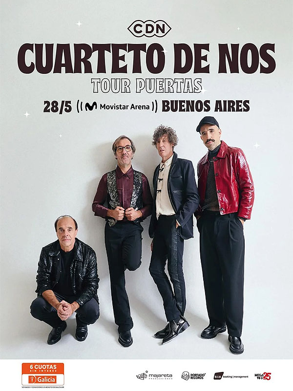 Concierto de El Cuarteto De Nos, Tour Puertas 2026, en Buenos Aires, Argentina, Jueves, 28 de mayo de 2026