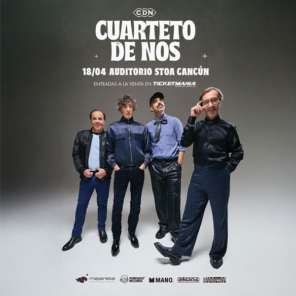 Concierto de El Cuarteto De Nos, Tour Puertas 2026, en Cancún, México, Sábado, 18 de abril de 2026