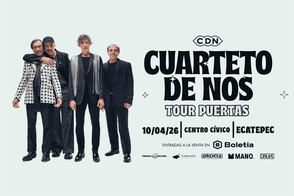 Concierto de El Cuarteto De Nos, Tour Puertas 2026, en Ecatepec, México, Viernes, 10 de abril de 2026