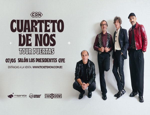 Concierto de El Cuarteto De Nos, Tour Puertas 2026, en Guayaquil, Ecuador, Jueves, 07 de mayo de 2026