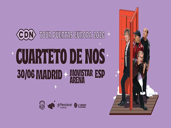 Concierto de El Cuarteto De Nos, Tour Puertas 2026, en Madrid, España, Martes, 30 de junio de 2026