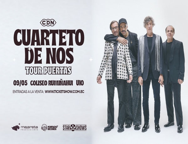 Concierto de El Cuarteto De Nos, Tour Puertas 2026, en Quito, Ecuador, Sábado, 09 de mayo de 2026