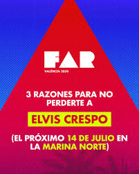Concierto de Elvis Crespo en Valencia, España, Miércoles, 08 de julio de 2026