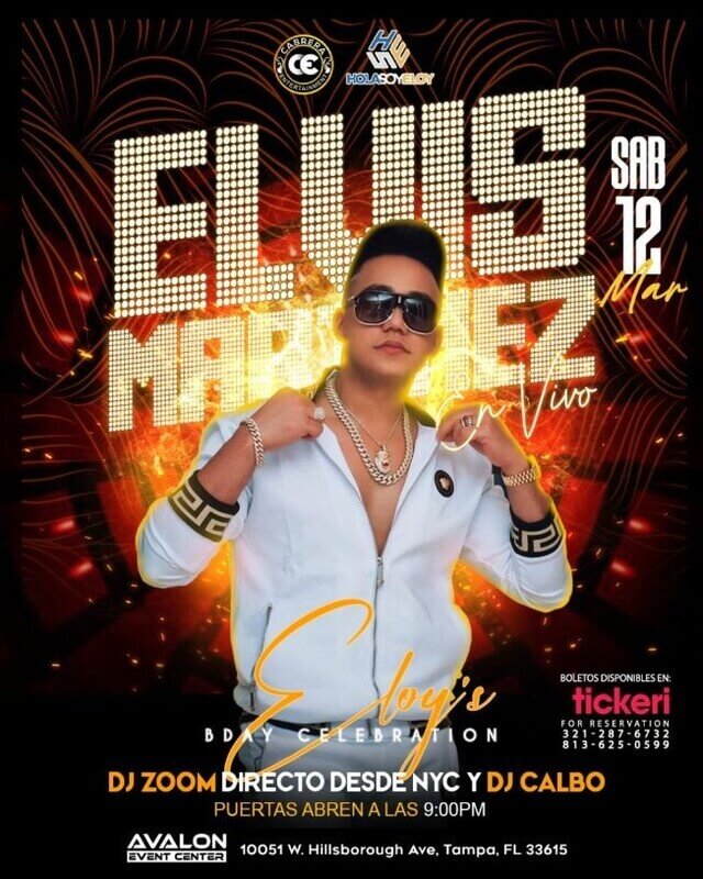 Concierto de Elvis Martínez en Tampa, Florida, Estados Unidos, Sábado, 12 de marzo de 2022