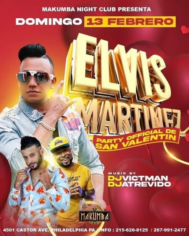 Concierto de Elvis Martínez en Filadelfia, Pensilvania, Estados Unidos, Domingo, 13 de febrero de 2022