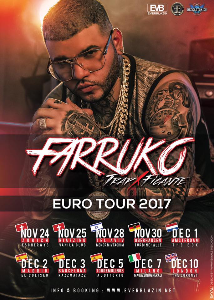 Concierto de Farruko en Lavertezzo, Suiza, Sábado, 25 de noviembre de 2017