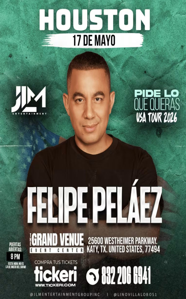 Concierto de Felipe Peláez, Pide Lo Que Quieras USA 2025, en Katy, Texas, Estados Unidos, Domingo, 17 de mayo de 2026