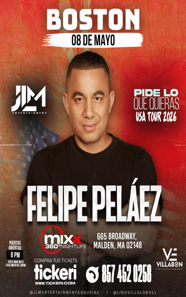 Concierto de Felipe Peláez, Pide Lo Que Quieras USA 2025, en Malden, Massachusetts, Estados Unidos, Viernes, 08 de mayo de 2026
