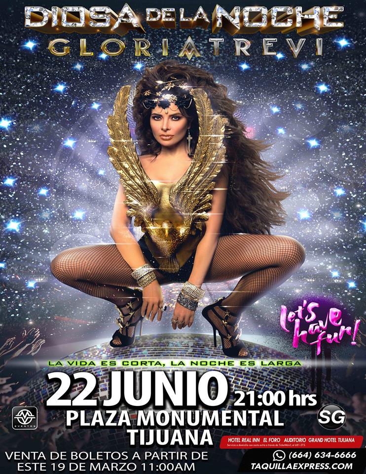 Concierto de Gloria Trevi en Tijuana, Baja California, Estados Unidos, Sábado, 22 de junio de 2019