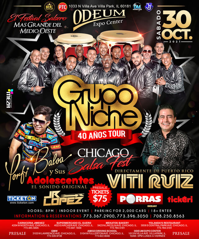 Concierto de Grupo Niche, 40 Años Tour, en Villa Park, Illinois, Estados Unidos, Sábado, 30 de octubre de 2021