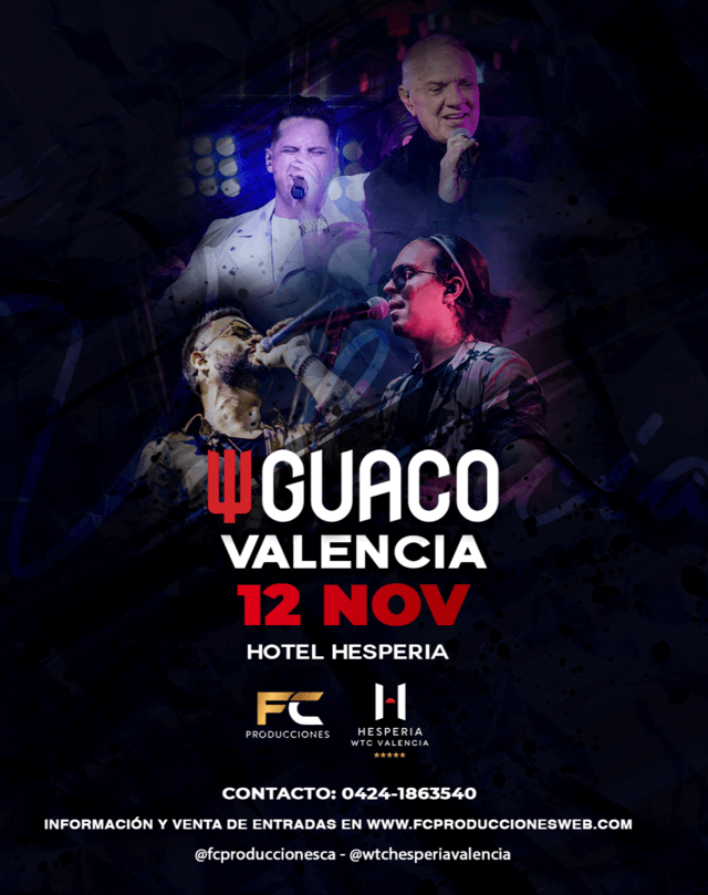 Concierto de Guaco, GUACO TOUR 2021, en Valencia, Carabobo, Venezuela, Viernes, 12 de noviembre de 2021
