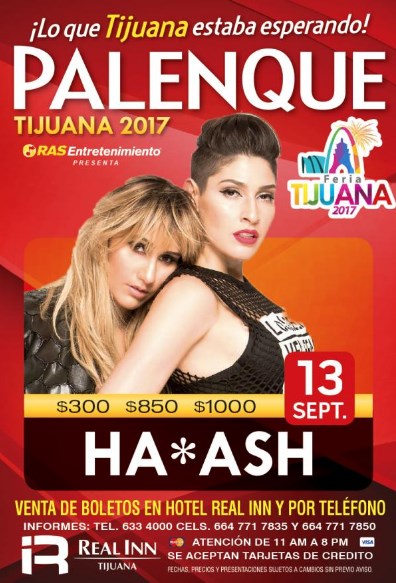 Concierto de Ha-Ash en Tijuana, Baja California, México, Miércoles, 13 de septiembre de 2017
