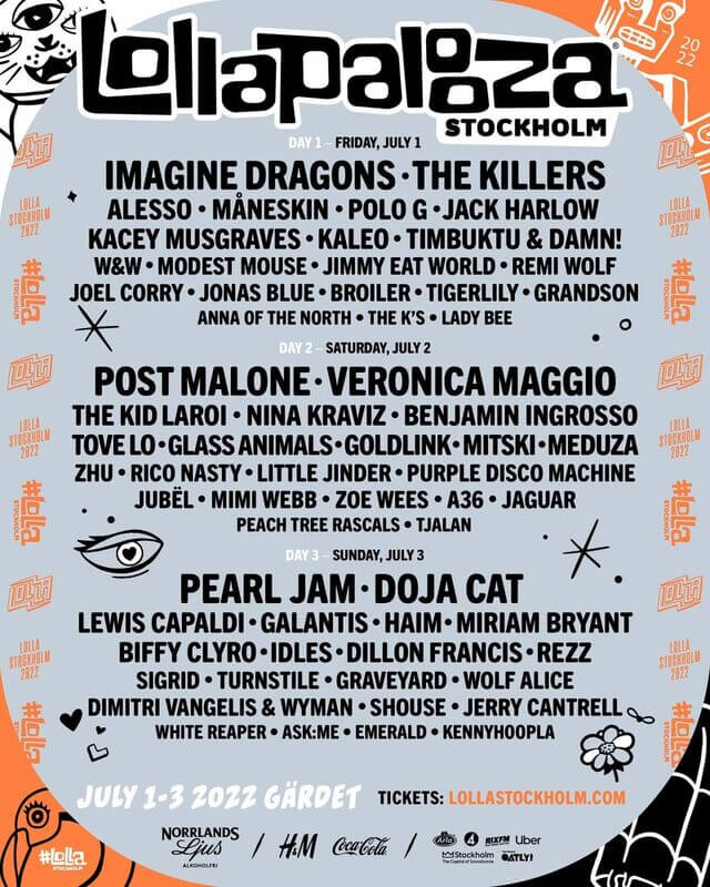 Concierto de Pearl Jam en Estocolmo, Suecia, Domingo, 03 de julio de 2022