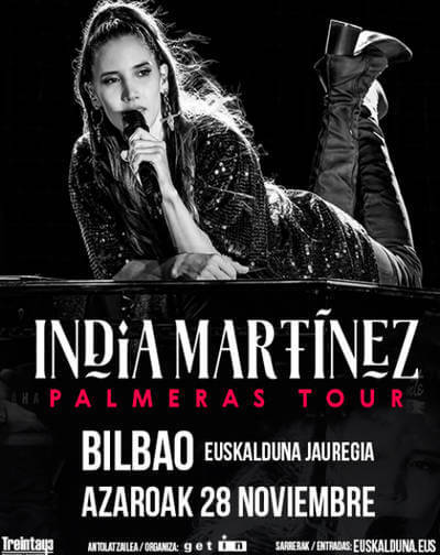 Concierto de India Martínez, PALMERAS TOUR, en Bilbao, España, Domingo, 28 de noviembre de 2021