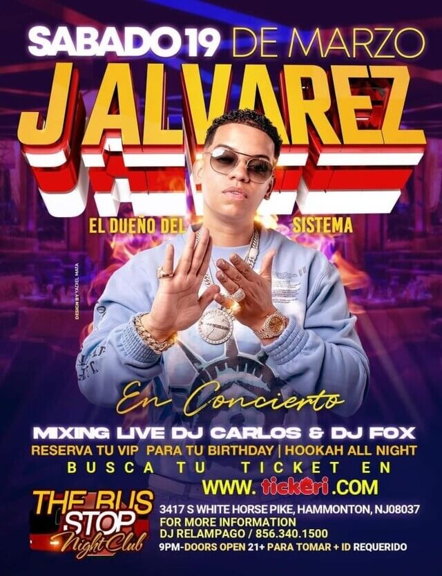 Concierto de J Álvarez en Hammonton, Nueva Jersey, Estados Unidos, Sábado, 19 de marzo de 2022