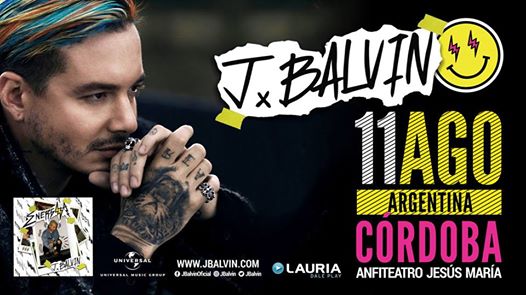 Concierto de J Balvin, Energía Tour, en Córdoba, Argentina, Viernes, 11 de agosto de 2017
