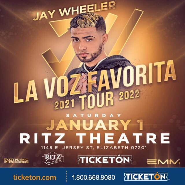 Concierto de Jay Wheeler, LA VOZ FAVORITA 2021-22, en Elizabeth, Nueva Jersey, Estados Unidos, Sábado, 01 de enero de 2022