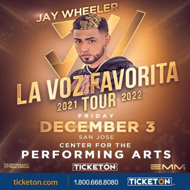 Concierto de Jay Wheeler, LA VOZ FAVORITA 2021-22, en Santa Clara, California, Estados Unidos, Viernes, 03 de diciembre de 2021