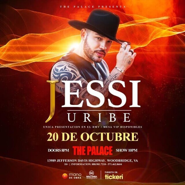 Concierto de Jessi Uribe en Woodbridge, Virginia, Estados Unidos, Miércoles, 20 de octubre de 2021