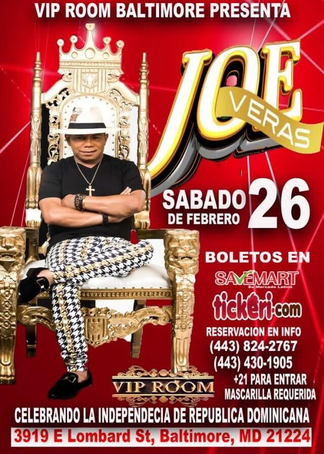 Concierto de Joe Veras en Baltimore, Maryland, Estados Unidos, Sábado, 26 de febrero de 2022