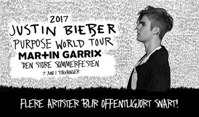 Concierto de Justin Bieber, Purpose World Tour, en Stavanger, Noruega, Miércoles, 07 de junio de 2017