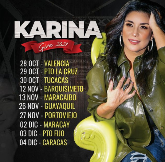 Concierto de Karina en Puerto La Cruz, Anzoátegui, Venezuela, Viernes, 29 de octubre de 2021
