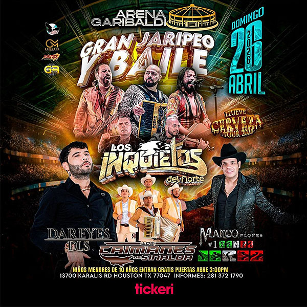 Concierto de Los Inquietos Del Norte, Llueve Cerveza Tour 2026, en Houston, Texas, Estados Unidos, Domingo, 26 de abril de 2026