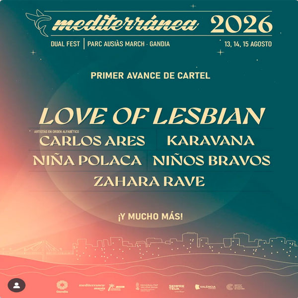Concierto de Love of Lesbian en Gandía, España, Jueves, 13 de agosto de 2026