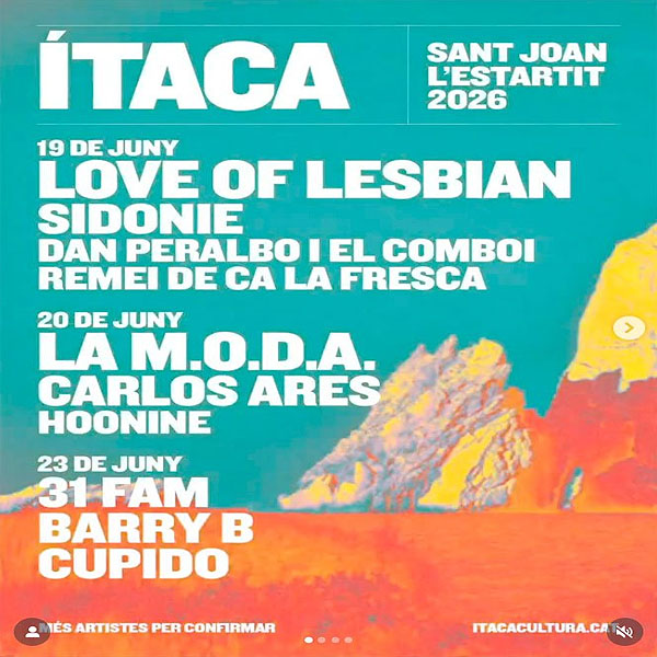 Concierto de Love of Lesbian en L'Estartit, España, Viernes, 19 de junio de 2026