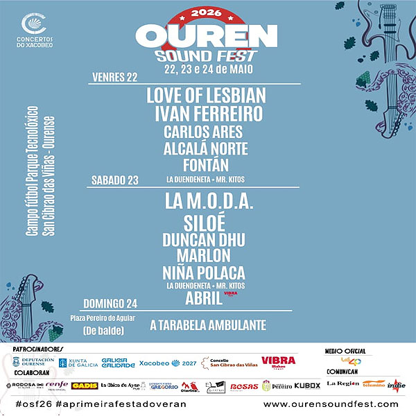 Concierto de Love of Lesbian en Ourense, España, Viernes, 22 de mayo de 2026