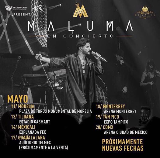 Concierto de Maluma, Pretty Boy, Dirty Boy, en Mexicali, Baja California, México, Domingo, 14 de mayo de 2017