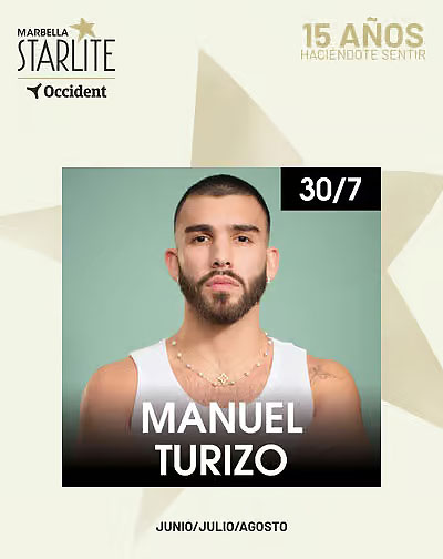 Concierto de Manuel Turizo en Marbella, España, Jueves, 30 de julio de 2026