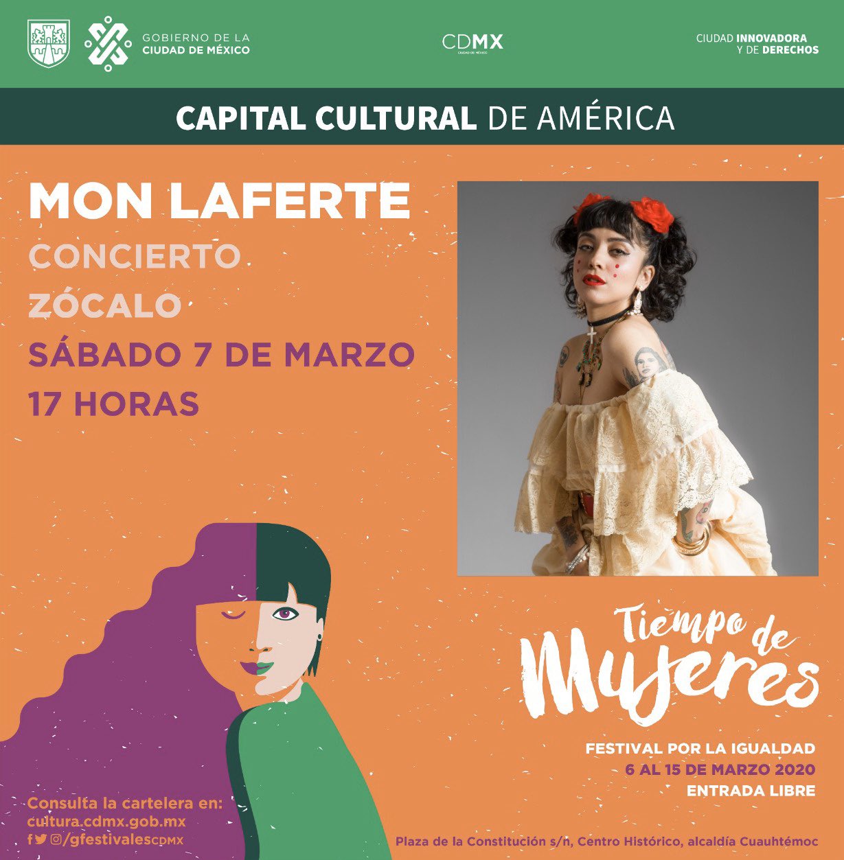 Concierto de Mon Laferte, Tiempo de Mujeres - Festival por la Igualdad, en Ciudad de México, Estado de México, México, Sábado, 07 de marzo de 2020