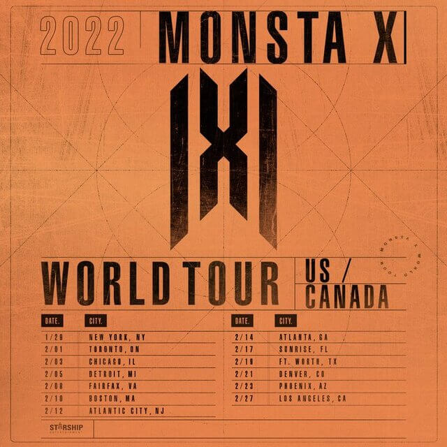 Concierto de Monsta X, WORLD TOUR IN US/CANADA, en Atlantic City, Nueva Jersey, Estados Unidos, Sábado, 12 de febrero de 2022