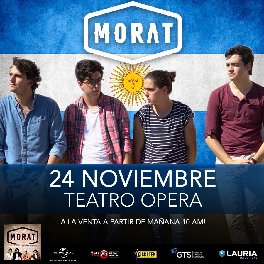 Concierto de Morat en Caba, Argentina, Viernes, 24 de noviembre de 2017