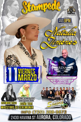 Concierto de Natalia Jiménez en Aurora, Colorado, Estados Unidos, Viernes, 11 de marzo de 2022