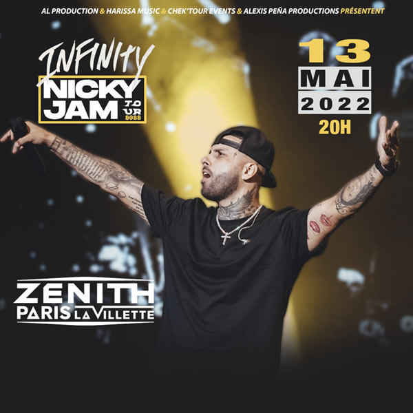 Concierto de Nicky Jam, Infinity Tour, en Paris, Francia, Viernes, 13 de mayo de 2022