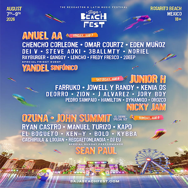 Concierto de Ozuna en Rosarito, México, Viernes, 07 de agosto de 2026