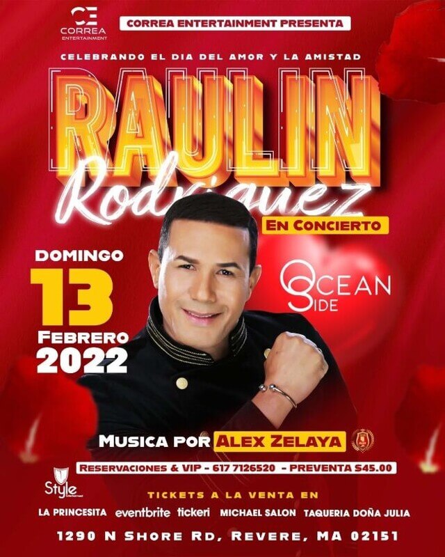 Concierto de Raulín Rodríguez en Revere, Massachusetts, Estados Unidos, Domingo, 13 de febrero de 2022