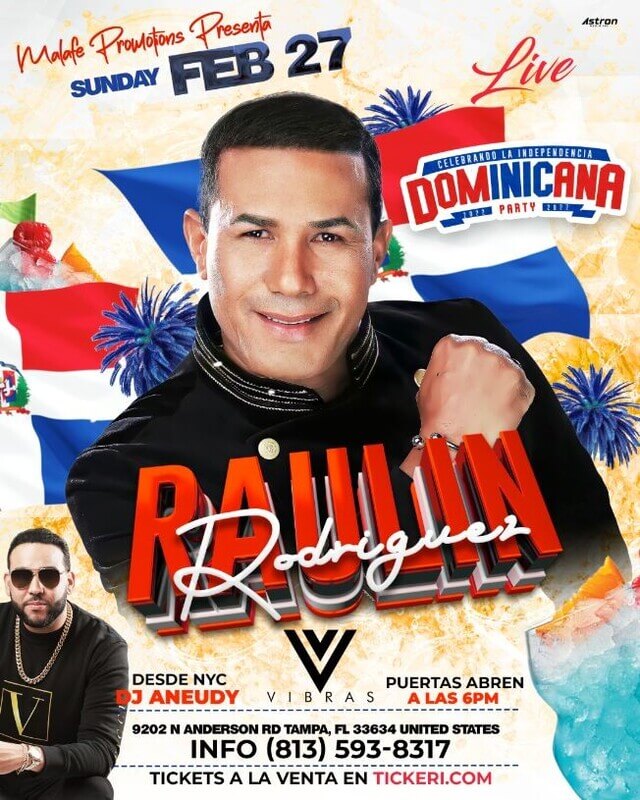 Concierto de Raulín Rodríguez en Tampa, Florida, Estados Unidos, Domingo, 27 de febrero de 2022