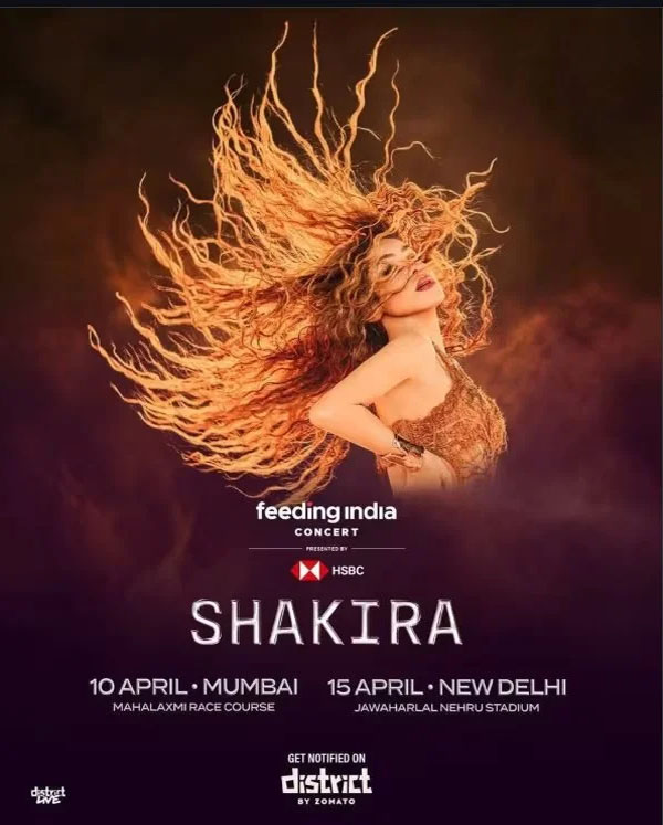 Concierto de Shakira en Delhi, India, Miércoles, 15 de abril de 2026