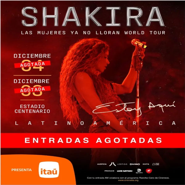 Concierto de Shakira en Montevideo, Uruguay, Jueves, 04 de diciembre de 2025