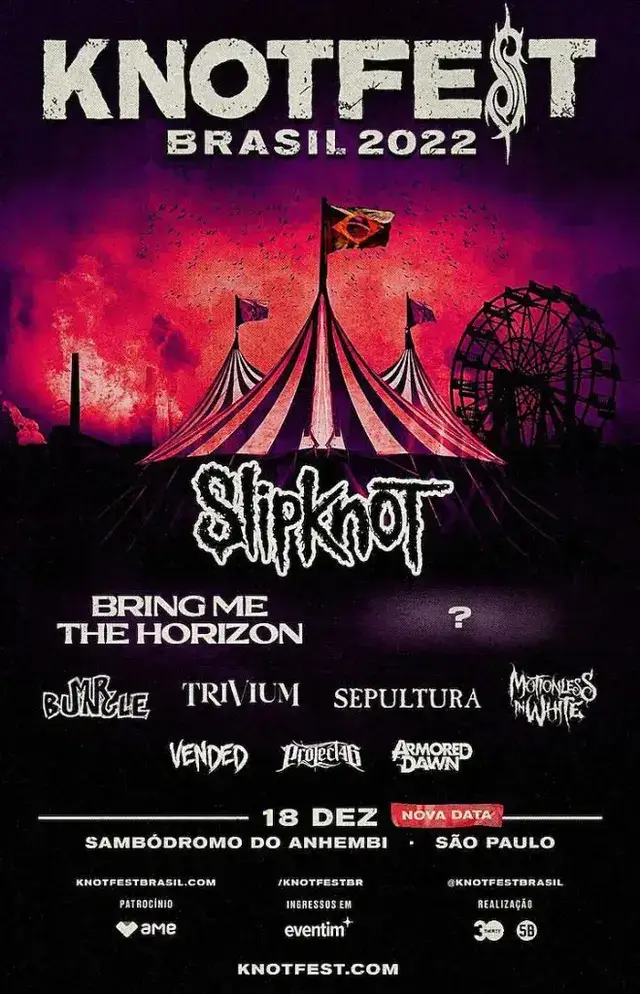Concierto de Slipknot en São Paulo, Brasil, Domingo, 18 de diciembre de 2022