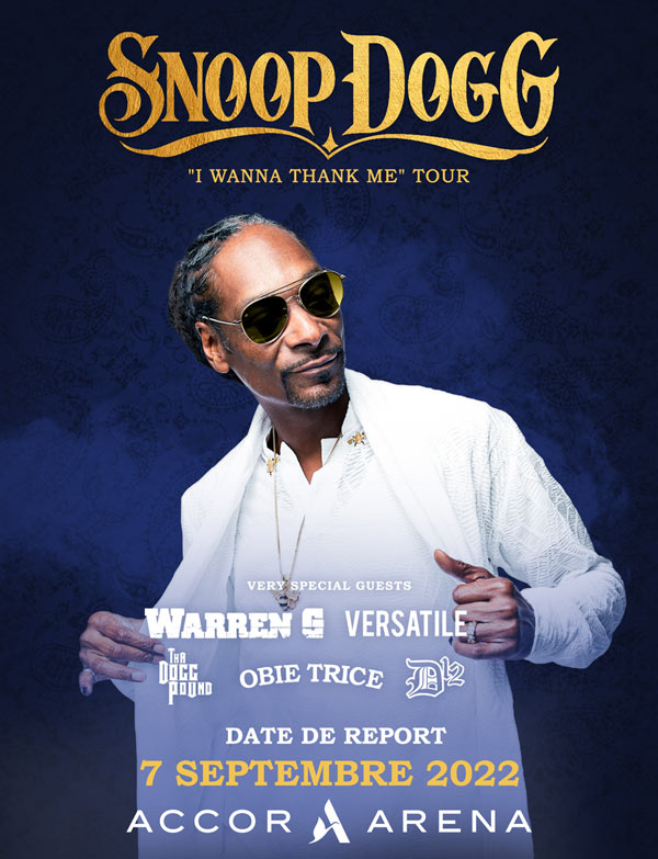 Concierto de Snoop Dogg, I Wanna Thank Me Tour, en París, Francia, Miércoles, 07 de septiembre de 2022