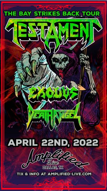 Concierto de Exodus, the bay strikes back tour, en Dallas, Texas, Estados Unidos, Viernes, 22 de abril de 2022