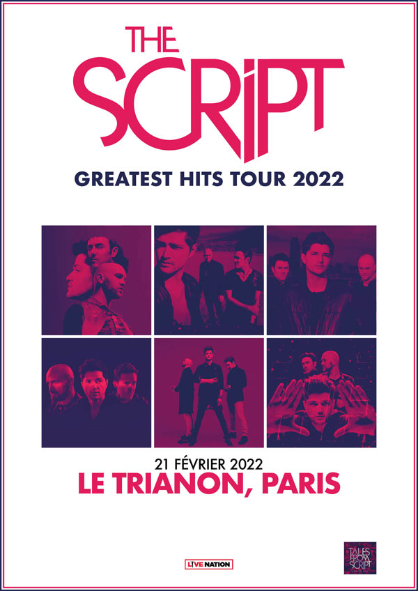 Concierto de The Script, Greatest Hits Tour, en Paris, Francia, Lunes, 21 de febrero de 2022