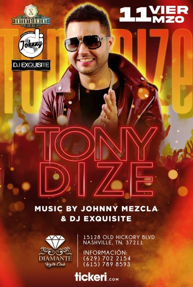 Concierto de Tony Dize en Nashville, Tennessee, Estados Unidos, Viernes, 11 de marzo de 2022